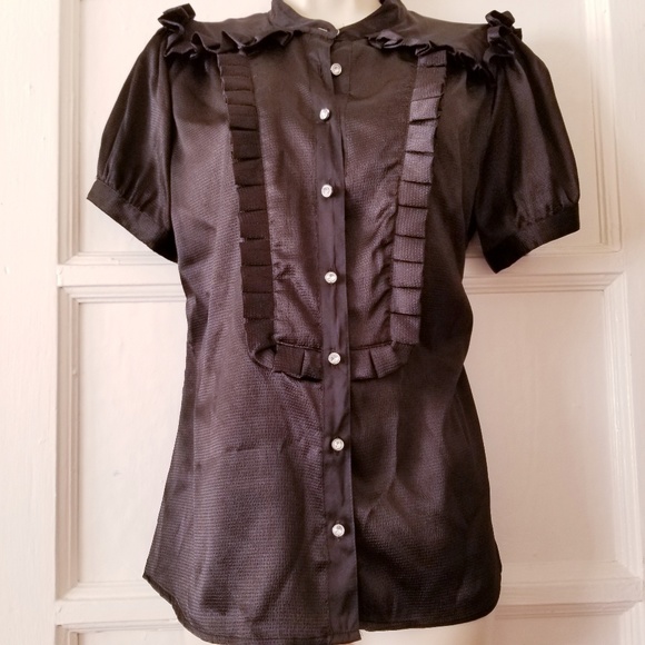 Black Ruffled Blouse - Picture 2 of 5